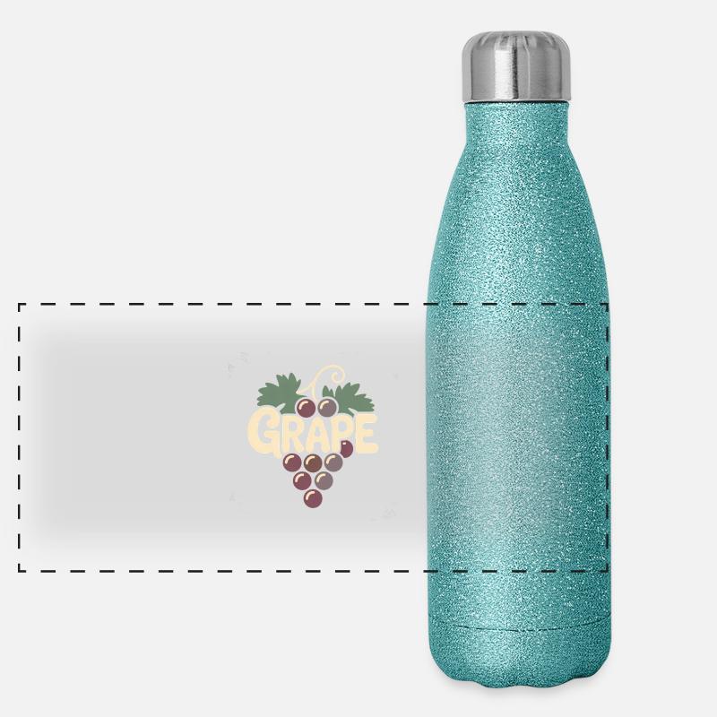 Traubenrebe - Lustiges Vintage Cartoon Design Panorama Glitzer Isolierflasche 500 ml