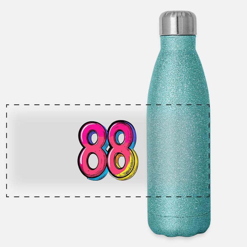 88 Zahl Comic Panorama Glitzer Isolierflasche 500 ml