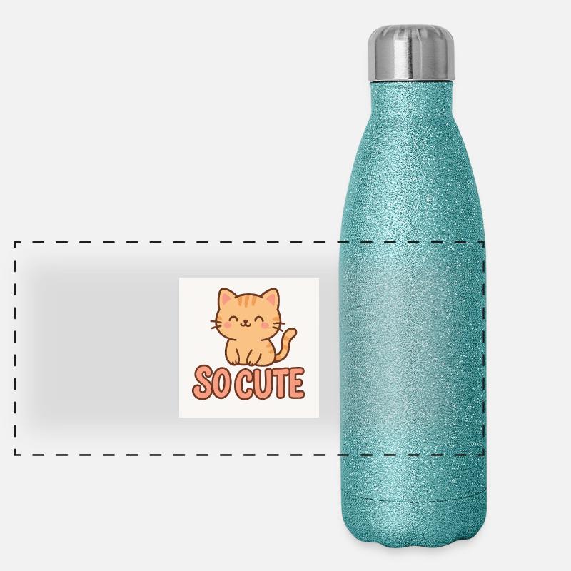 Süßes Kätzchen Panorama Glitzer Isolierflasche 500 ml