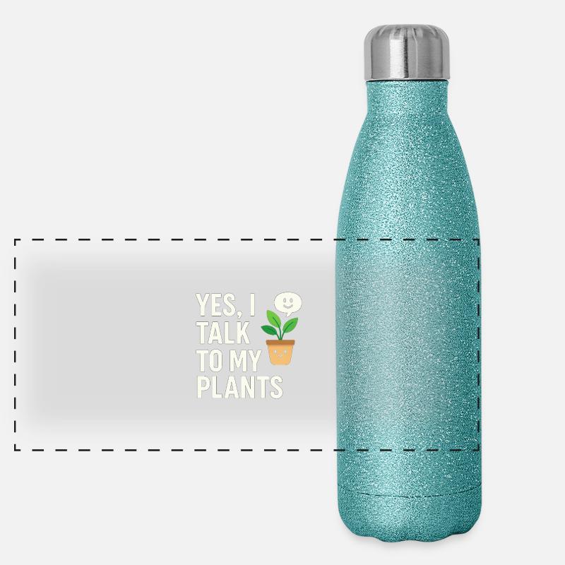 Yes, I Talk to My Plants – Urban Gardening Panorama Glitzer Isolierflasche 500 ml