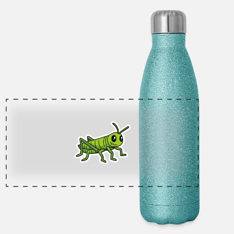 Grasshopper Funny Comic Insect Shirt Panoramic Glitter Thermal Bottle 500 ml