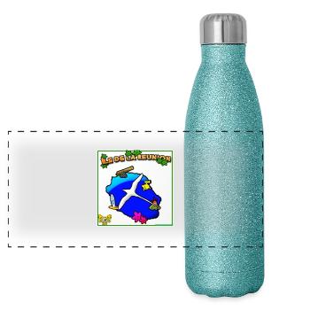 Ile de la Reunion Paille en queue - Gourde isotherme panoramique pailletée 500 ml - paillettes bleues - Devant