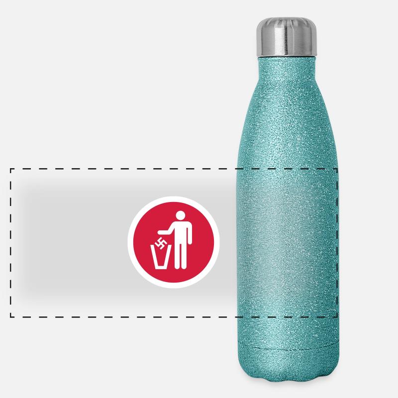 Hakenkreuz in Papierkorb Panorama Glitzer Isolierflasche 500 ml