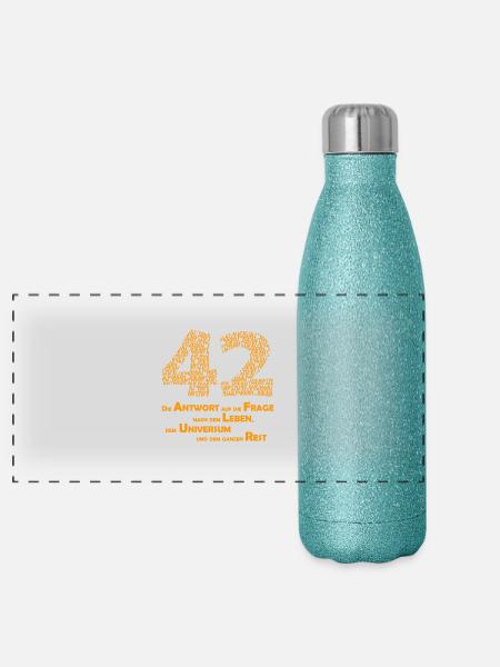 THE answer - 42 - Panoramic Glitter Thermal Bottle 500 ml - blue glitter - Front