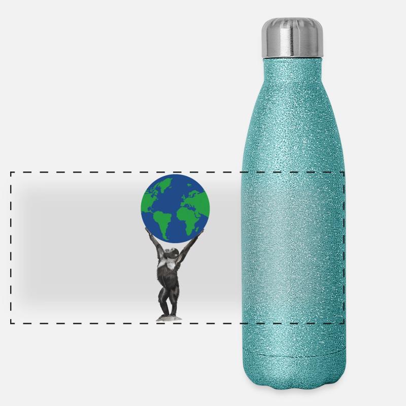 Affe Erde Weltkugel Ape Love Schimpanse Panorama Glitzer Isolierflasche 500 ml