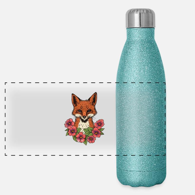Renard en fleurs Gourde isotherme panoramique pailletée 500 ml