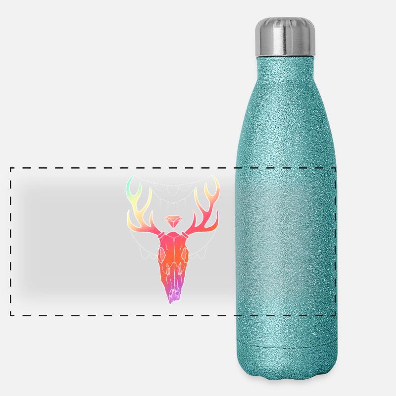 Crâne d'art ligne Stag Gourde isotherme panoramique pailletée 500 ml