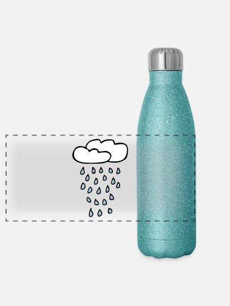 nuage de pluie - Gourde isotherme panoramique pailletée 500 ml - paillettes bleues - Devant
