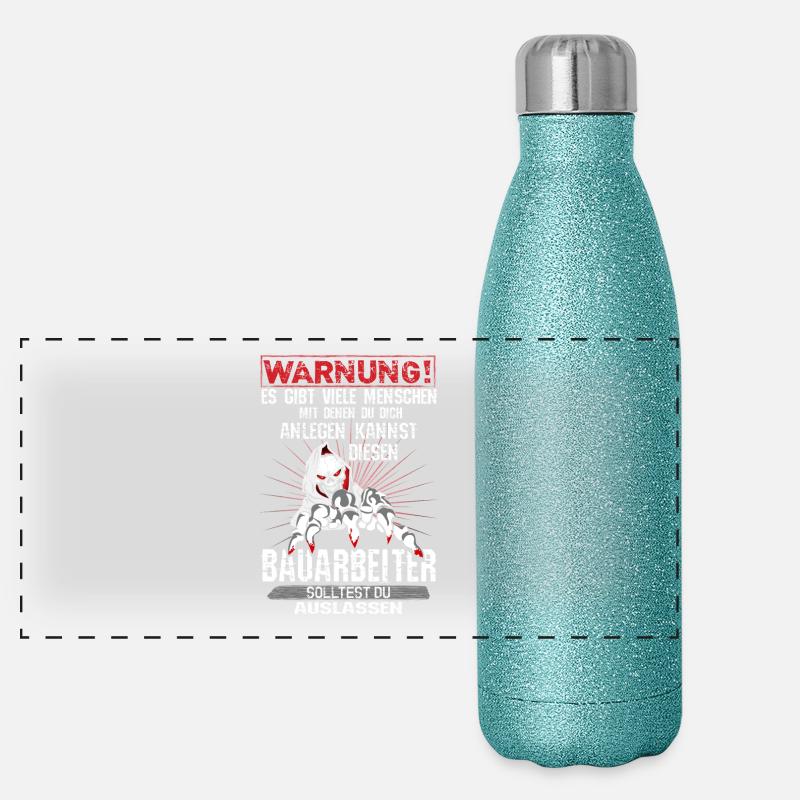 Bauarbeiter T-Shirt · Baustelle · Bagger · Kran Panorama Glitzer Isolierflasche 500 ml