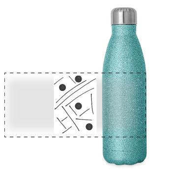 Sujfan - Panorama Glitzer Isolierflasche 500 ml - Blau Glitzer - Vorne