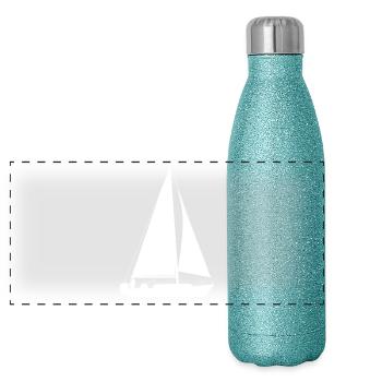Sailing sailboat sailing ship water sports - Panoramic Glitter Thermal Bottle 500 ml - blue glitter - Front