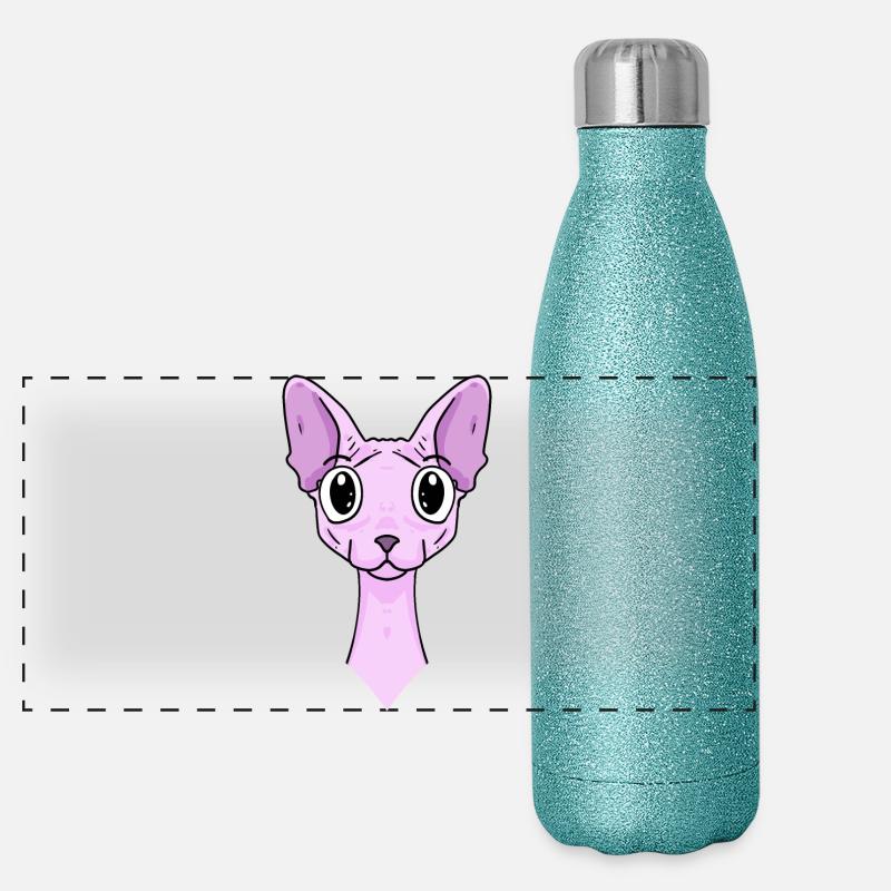 Sphynx Head Cat Propriétaire de chat Gourde isotherme panoramique pailletée 500 ml