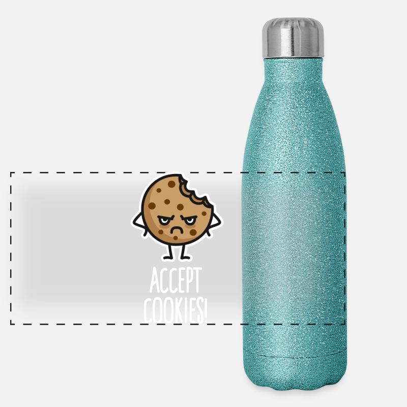 Funny programmers Woke, Accept Cookies, Cookies Panoramic Glitter Thermal Bottle 500 ml