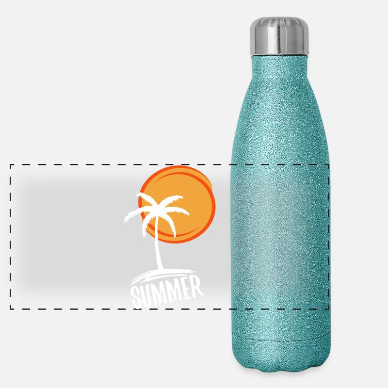 Holidays and summer in paradise (white) Panoramic Glitter Thermal Bottle 500 ml