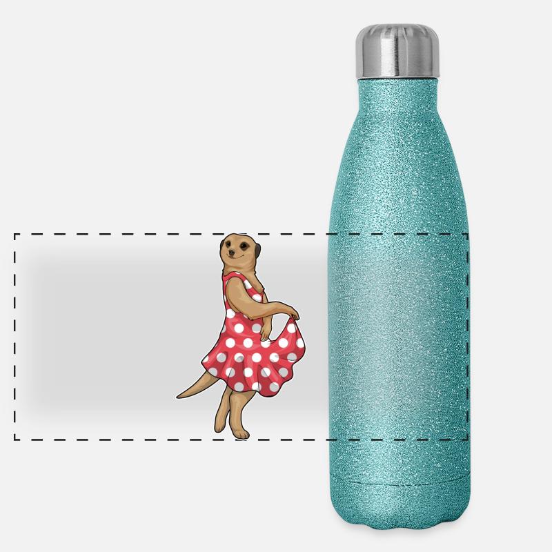 Erdmännchen Polka Dots Kleid Panorama Glitzer Isolierflasche 500 ml