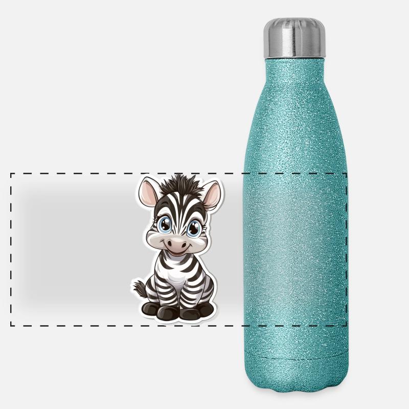Zebra Panorama Glitzer Isolierflasche 500 ml