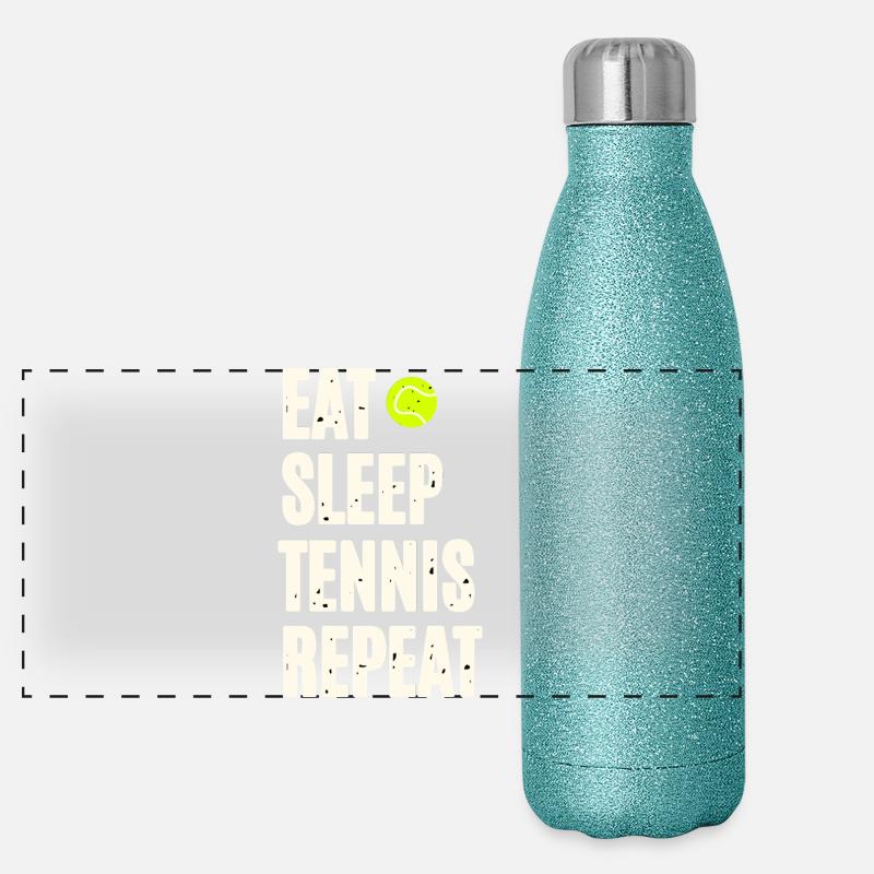 Eat Sleep Tennis Repeat Panorama Glitzer Isolierflasche 500 ml