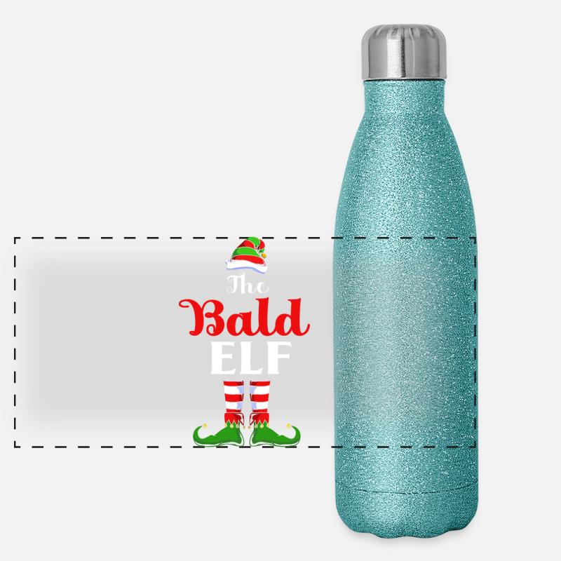 Elfe Elf Weihnachtsgeschenk Glatze Panorama Glitzer Isolierflasche 500 ml