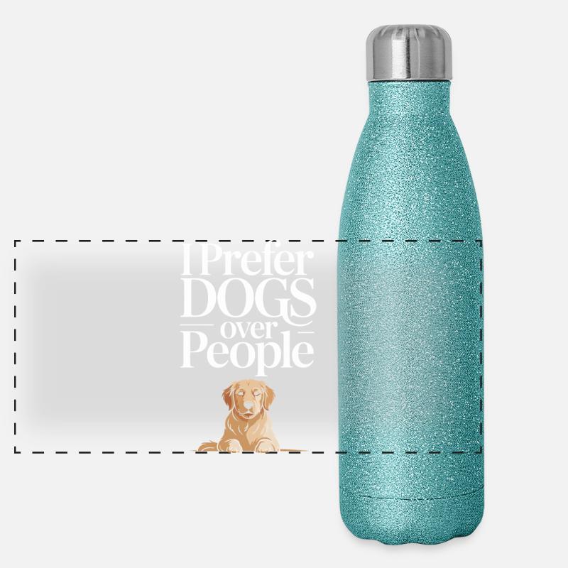 Ich bevorzuge Hunde gegenüber Menschen Panorama Glitzer Isolierflasche 500 ml