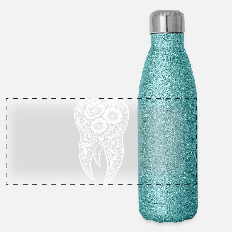 Conception d’ornement en fleurs de dents Gourde isotherme panoramique pailletée 500 ml
