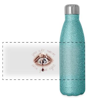 Open your Eyes - Gourde isotherme panoramique pailletée 500 ml - paillettes bleues - Devant