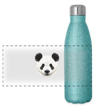 Panda Bear! Doux! - Gourde isotherme panoramique pailletée 500 ml - paillettes bleues - Devant