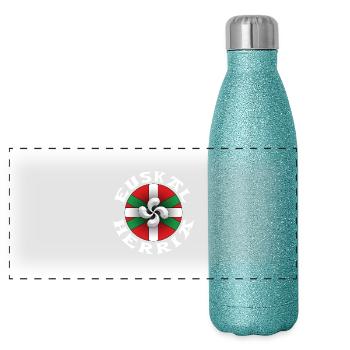 euskal herria design 117 - Gourde isotherme panoramique pailletée 500 ml - paillettes bleues - Devant