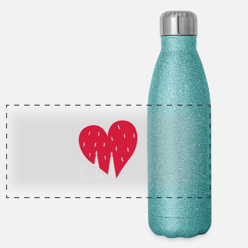 Köln im Herzen Panorama Glitzer Isolierflasche 500 ml