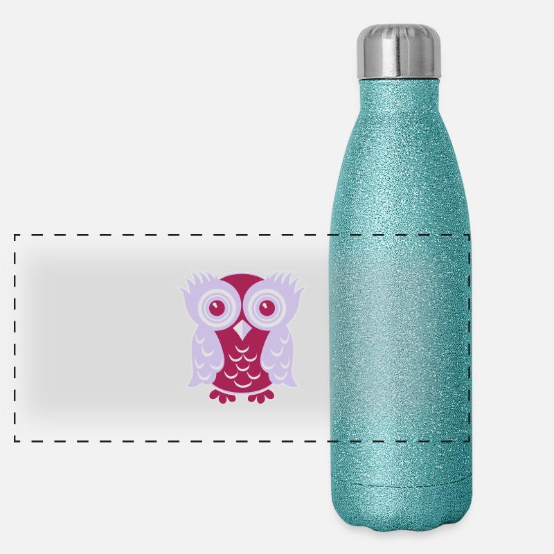 Owl Eule Panorama Glitzer Isolierflasche 500 ml