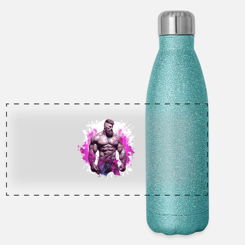 Muskeln Bodybuilder Panorama Glitzer Isolierflasche 500 ml