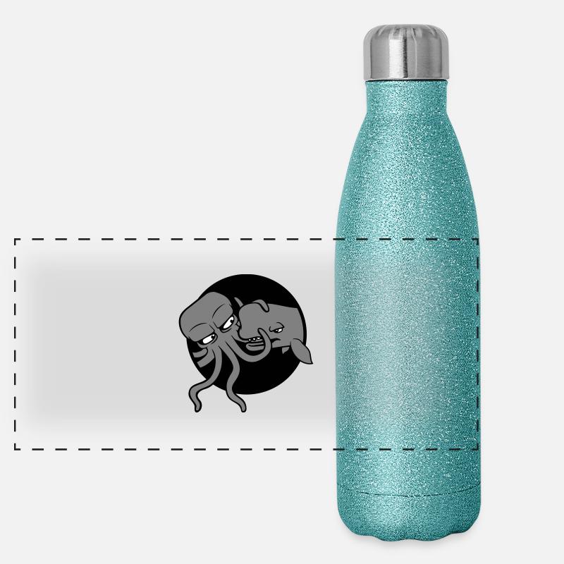 Octopus Whale 2 Combattre Monstre des profondeurs Monstre marin Gourde isotherme panoramique pailletée 500 ml