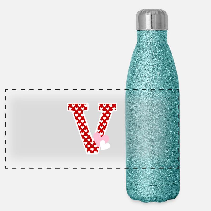 Lettre v cœur Gourde isotherme panoramique pailletée 500 ml