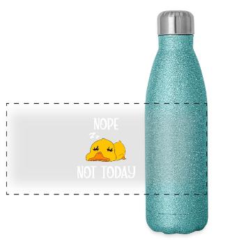 Nope not today duck - Panoramic Glitter Thermal Bottle 500 ml - blue glitter - Front