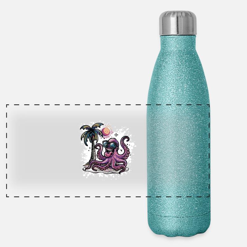 Octopus Summer Holiday Panoramic Glitter Thermal Bottle 500 ml