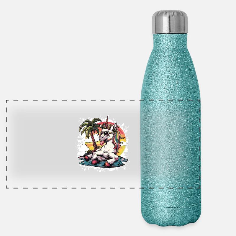 Unicorn Summer Holiday Panoramic Glitter Thermal Bottle 500 ml
