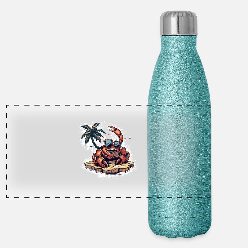 Krebs Krabbe Sommer Urlaub Panorama Glitzer Isolierflasche 500 ml