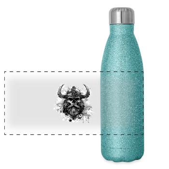 Crâne Viking - Gourde isotherme panoramique pailletée 500 ml - paillettes bleues - Devant