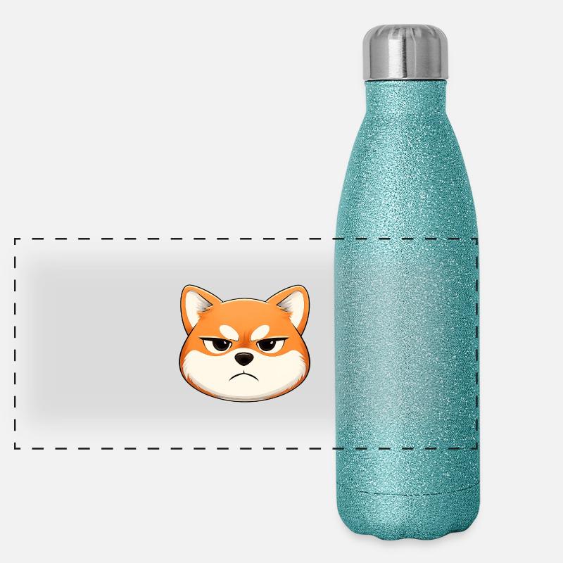 Grumpy, der Shiba Inu, der ein Gesicht zieht Panorama Glitzer Isolierflasche 500 ml