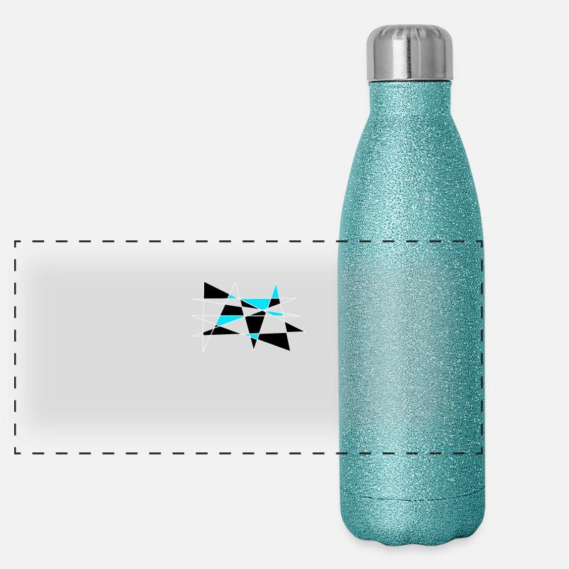 zickzack blau Panorama Glitzer Isolierflasche 500 ml