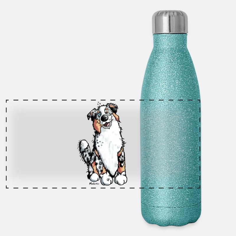 Drôle Berger australien – Aussie Gourde isotherme panoramique pailletée 500 ml