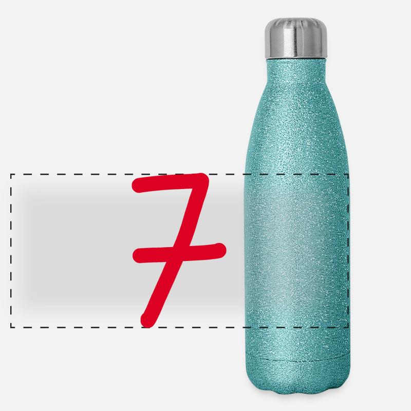 7 Numéro sept numéro rouge Anniversaire Gourde isotherme panoramique pailletée 500 ml