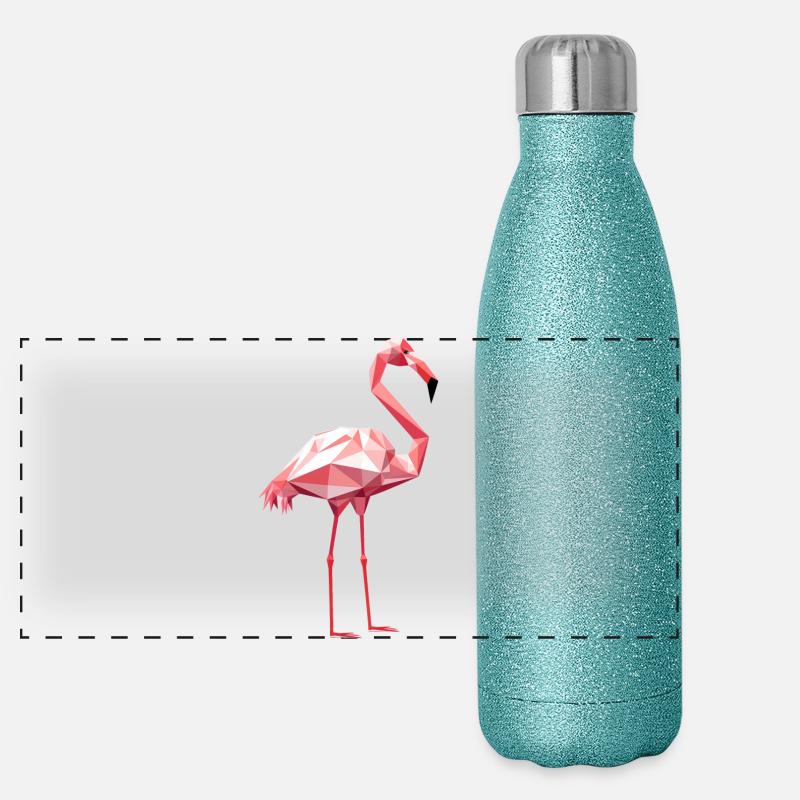 Flamingo in Geometric Style Panoramic Glitter Thermal Bottle 500 ml