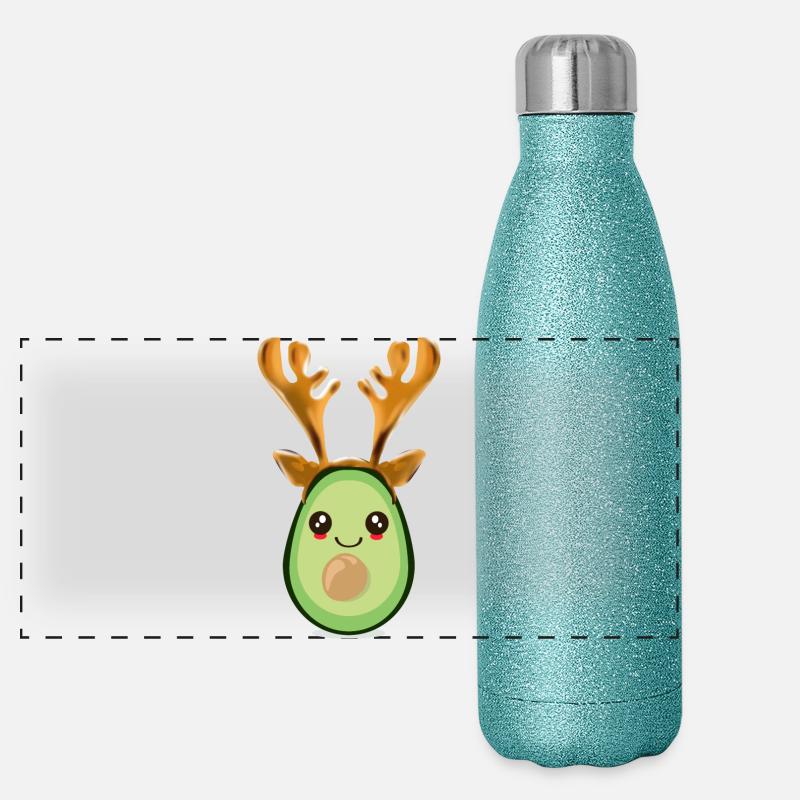 Avocat de Noël Bois de renne Gourde isotherme panoramique pailletée 500 ml