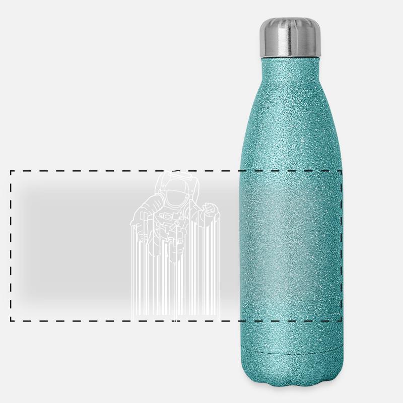 Astronaut Silhouette Minimalist Design Panoramic Glitter Thermal Bottle 500 ml