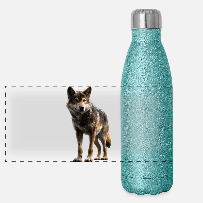 Wolf Love Wolves Wolf Pack Wolfhound Wild Wolf Gourde isotherme panoramique pailletée 500 ml