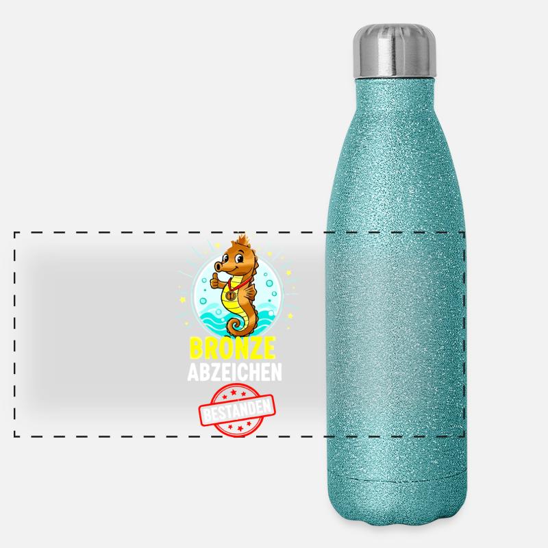 Bronze Seepferdchen Abzeichen  Panorama Glitzer Isolierflasche 500 ml