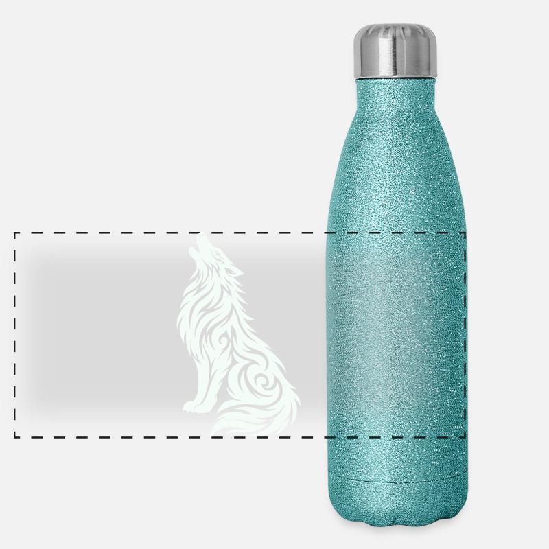 Loup Tribal Gourde isotherme panoramique pailletée 500 ml