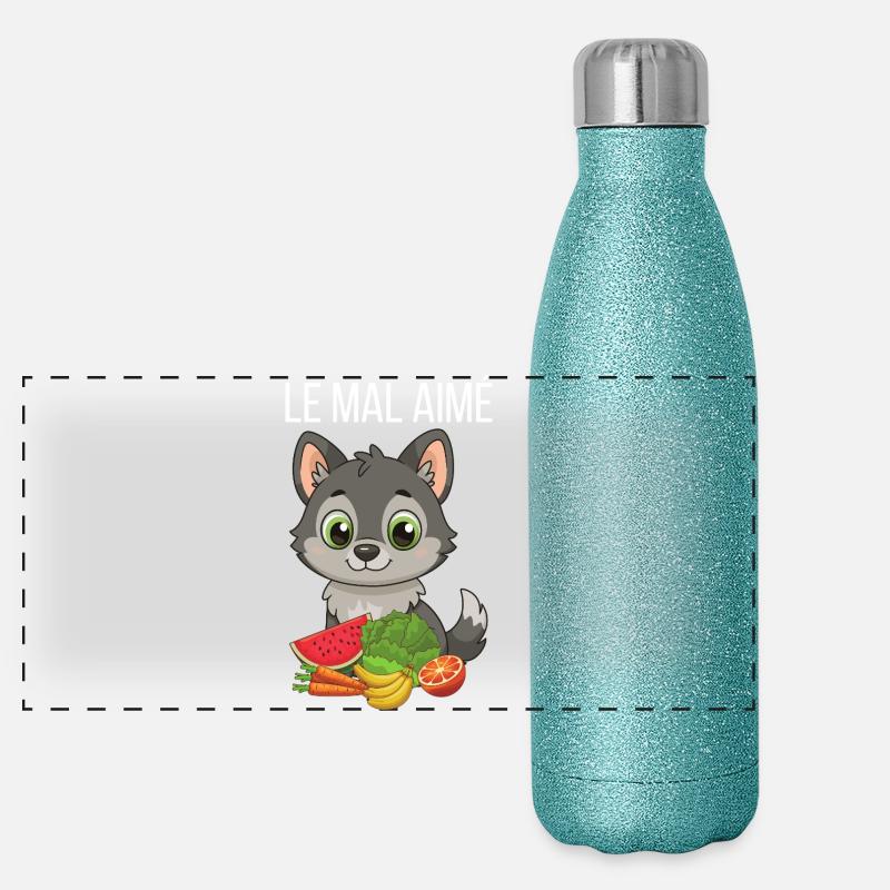 Der ungeliebte Wolf, der GEMÜSE frisst Panorama Glitzer Isolierflasche 500 ml