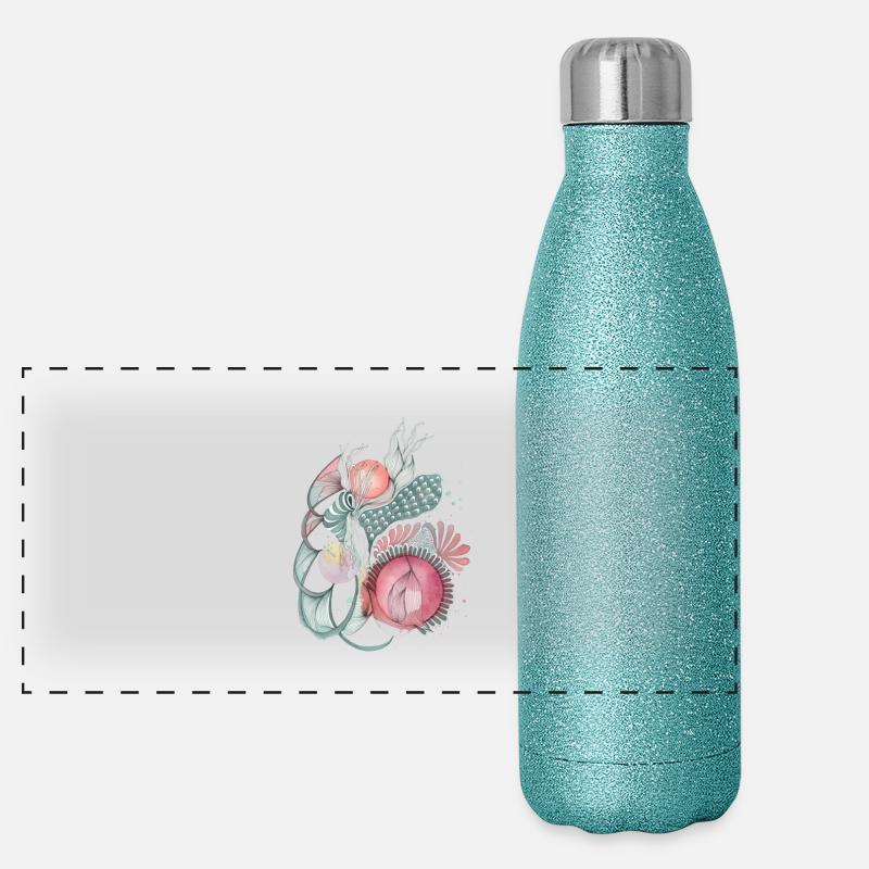 Mer de fleurs Wave Art Gourde isotherme panoramique pailletée 500 ml