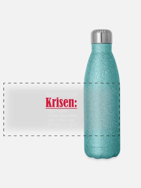Meine vier grössten Krisen - Panorama Glitzer Isolierflasche 500 ml - Blau Glitzer - Vorne
